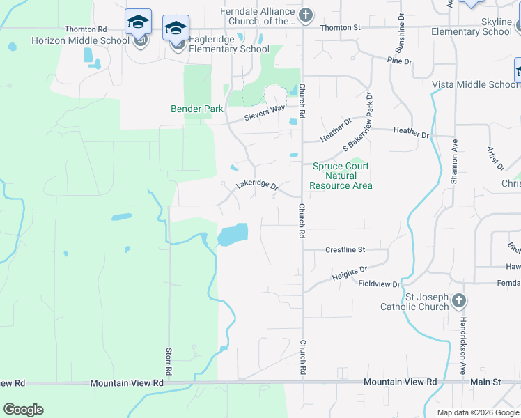 map of restaurants, bars, coffee shops, grocery stores, and more near 2531 Crescent Street in Ferndale