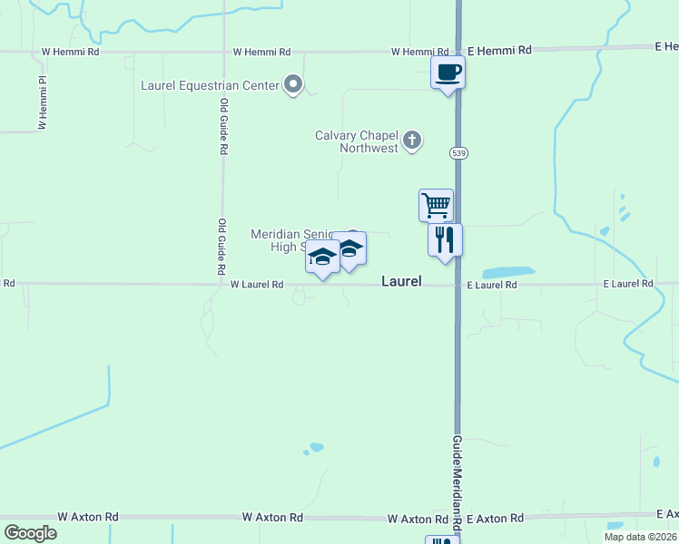 map of restaurants, bars, coffee shops, grocery stores, and more near 214 West Laurel Road in Bellingham