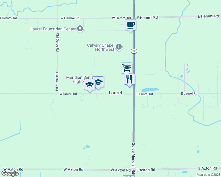 map of restaurants, bars, coffee shops, grocery stores, and more near 162 West Laurel Road in Bellingham