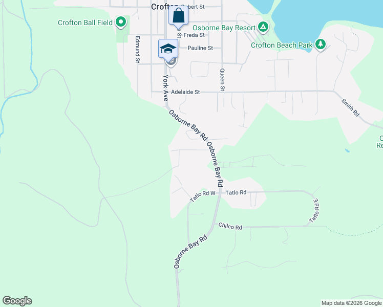 map of restaurants, bars, coffee shops, grocery stores, and more near 1580 Babine Road in Duncan