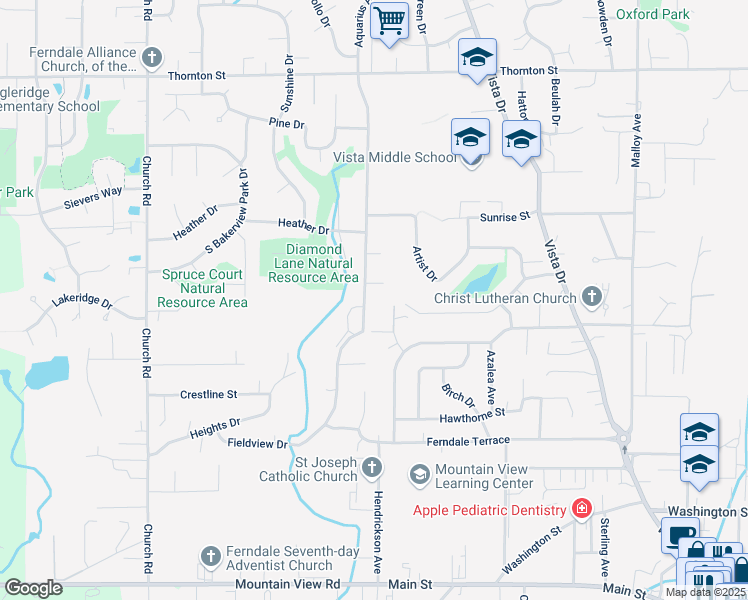 map of restaurants, bars, coffee shops, grocery stores, and more near 5940 Aspen Avenue in Ferndale