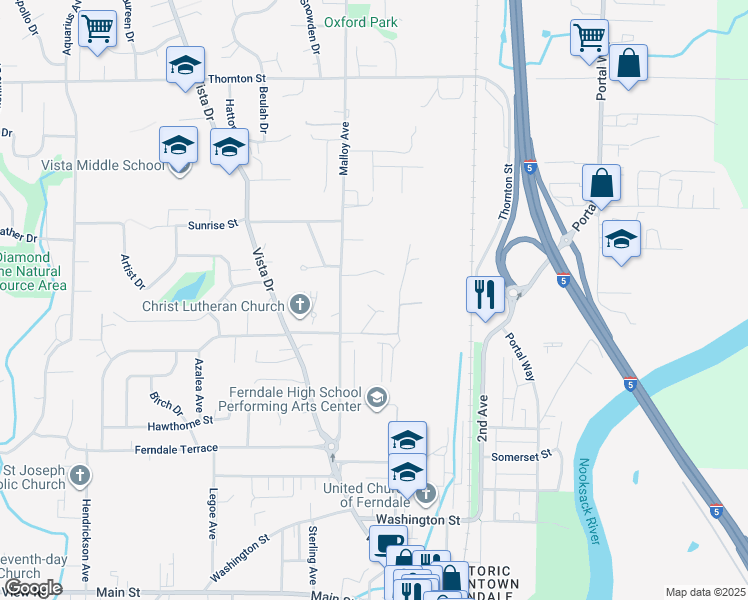 map of restaurants, bars, coffee shops, grocery stores, and more near 2072 Diane Court in Ferndale