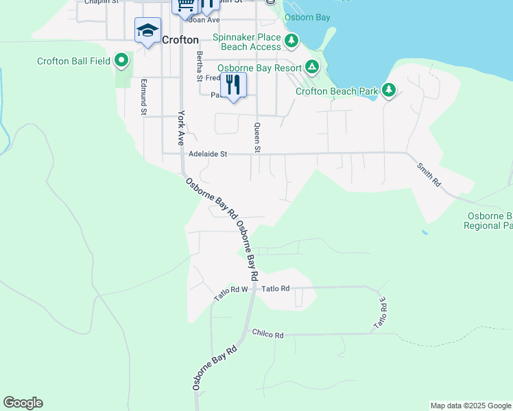 map of restaurants, bars, coffee shops, grocery stores, and more near 1516 Peterson Street in Duncan