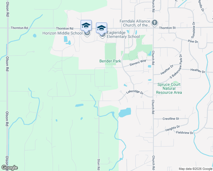 map of restaurants, bars, coffee shops, grocery stores, and more near 2616 Nubgaard Road in Ferndale