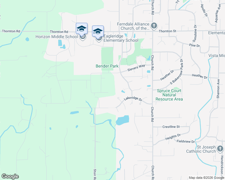 map of restaurants, bars, coffee shops, grocery stores, and more near 2850 Nubgaard Road in Ferndale