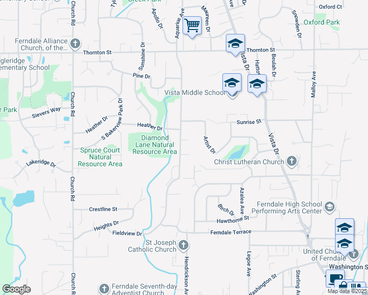map of restaurants, bars, coffee shops, grocery stores, and more near 5948 Shannon Avenue in Ferndale