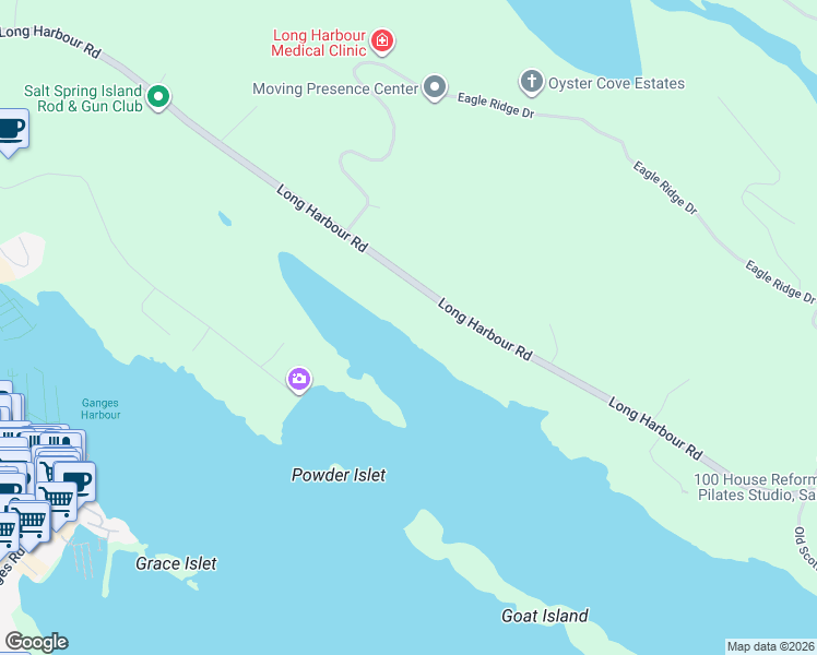 map of restaurants, bars, coffee shops, grocery stores, and more near 420 Long Harbour Road in Capital Regional District
