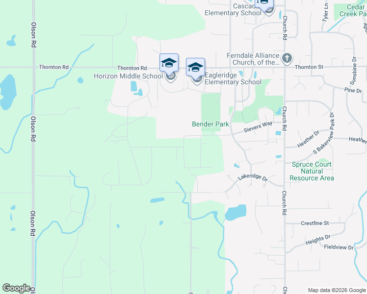 map of restaurants, bars, coffee shops, grocery stores, and more near 2850 Nubgaard Road in Ferndale