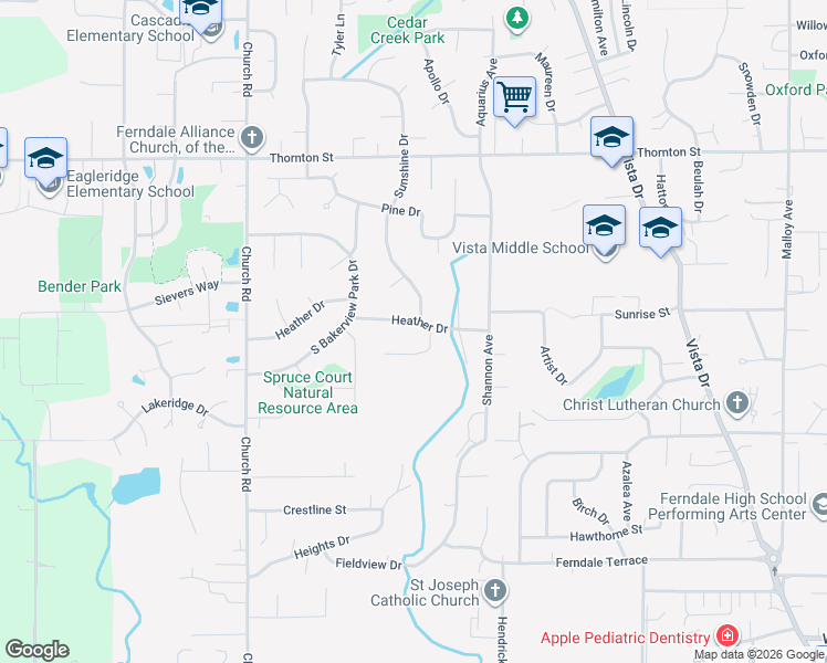 map of restaurants, bars, coffee shops, grocery stores, and more near 2365 Heather Dr in Ferndale