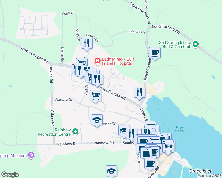 map of restaurants, bars, coffee shops, grocery stores, and more near in Capital Regional District