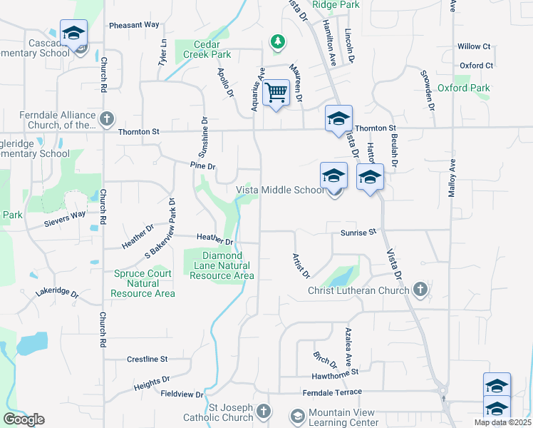 map of restaurants, bars, coffee shops, grocery stores, and more near 6022 Shannon Avenue in Ferndale
