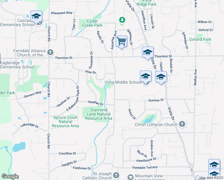 map of restaurants, bars, coffee shops, grocery stores, and more near 6022 Shannon Avenue in Ferndale