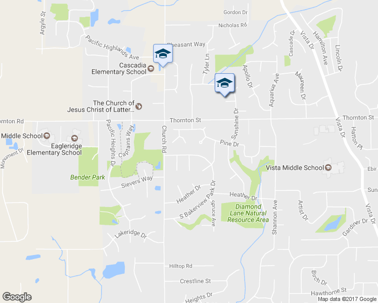 map of restaurants, bars, coffee shops, grocery stores, and more near 2460 North Bakerview Park Drive in Ferndale