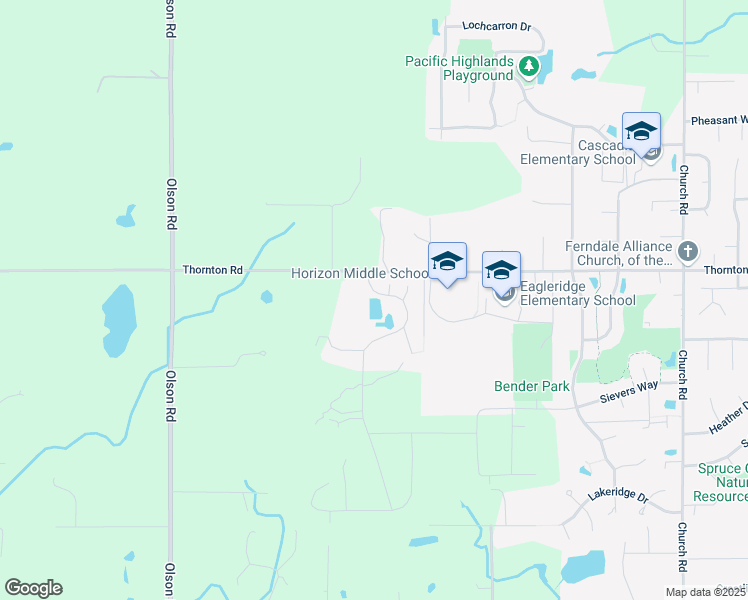 map of restaurants, bars, coffee shops, grocery stores, and more near 6094 Monument Drive in Ferndale