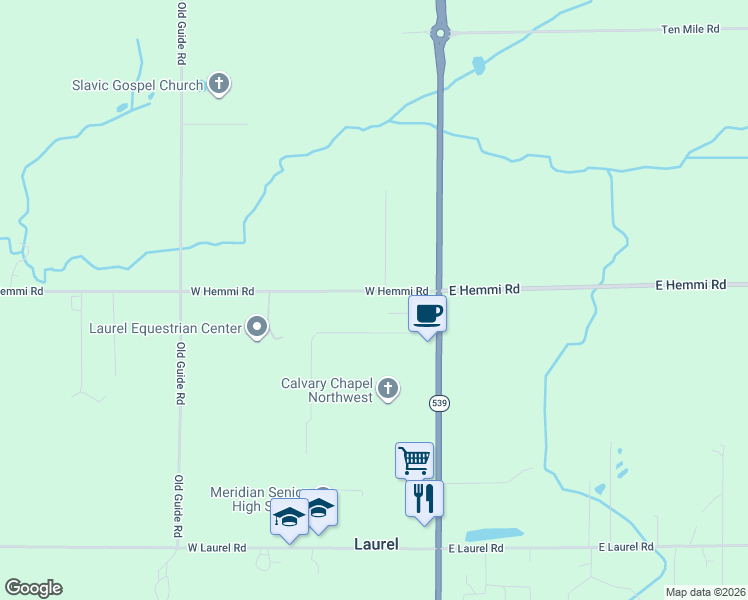map of restaurants, bars, coffee shops, grocery stores, and more near 151 West Hemmi Road in Bellingham