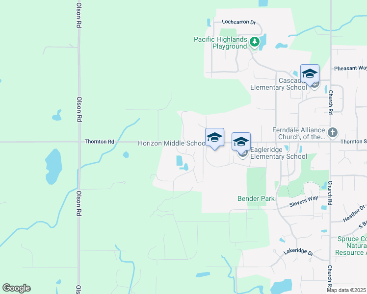 map of restaurants, bars, coffee shops, grocery stores, and more near 6094 Monument Drive in Ferndale