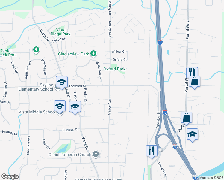 map of restaurants, bars, coffee shops, grocery stores, and more near in Ferndale