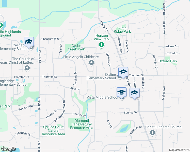 map of restaurants, bars, coffee shops, grocery stores, and more near 2310 Thornton Street in Ferndale
