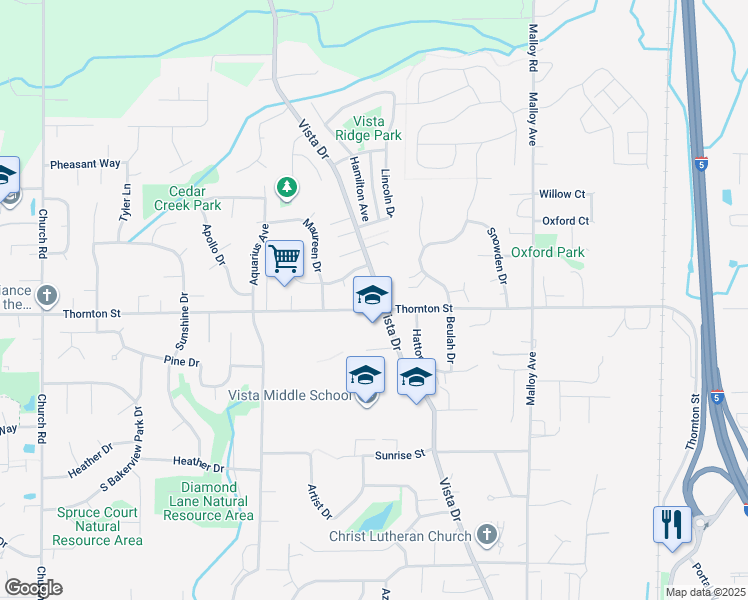 map of restaurants, bars, coffee shops, grocery stores, and more near 6101 Vista Drive in Ferndale