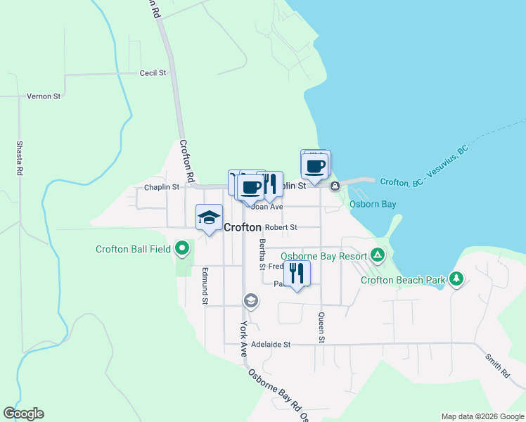 map of restaurants, bars, coffee shops, grocery stores, and more near 1587 Joan Avenue in Crofton