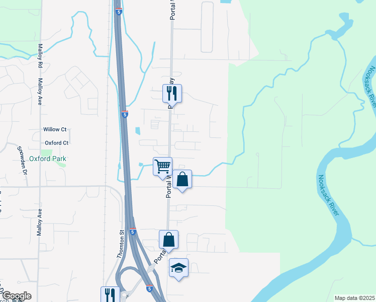 map of restaurants, bars, coffee shops, grocery stores, and more near 1821 Eastgate Loop in Ferndale
