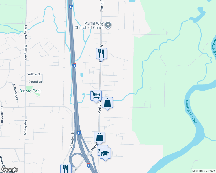 map of restaurants, bars, coffee shops, grocery stores, and more near 1821 Eastgate Loop in Ferndale