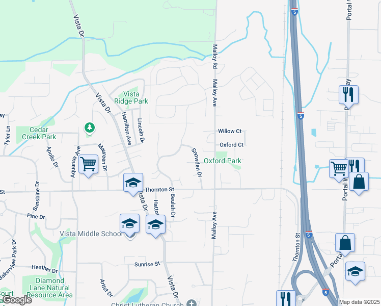 map of restaurants, bars, coffee shops, grocery stores, and more near 6160 North Beulah Avenue in Ferndale