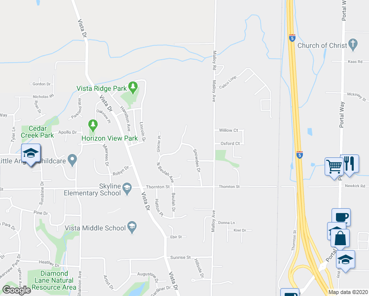 map of restaurants, bars, coffee shops, grocery stores, and more near 6160 North Beulah Avenue in Ferndale