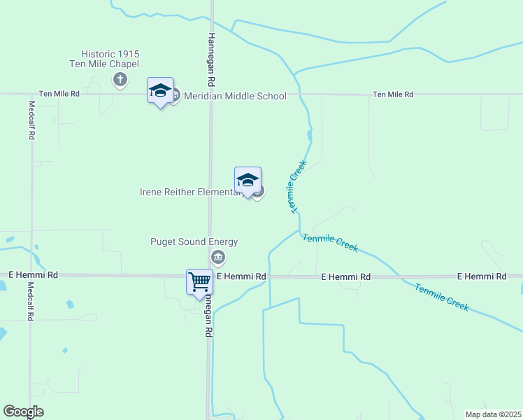 map of restaurants, bars, coffee shops, grocery stores, and more near 954 East Hemmi Road in Everson