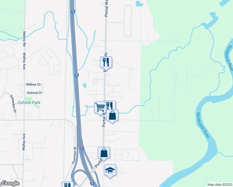 map of restaurants, bars, coffee shops, grocery stores, and more near 1821 Eastgate Loop in Ferndale