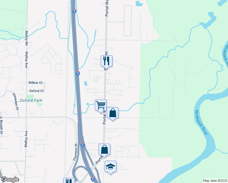 map of restaurants, bars, coffee shops, grocery stores, and more near 1821 Eastgate Loop in Ferndale