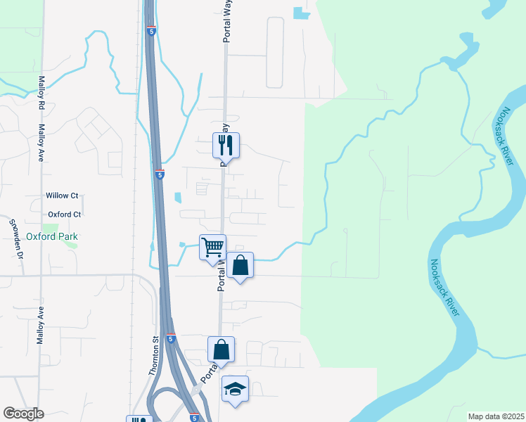 map of restaurants, bars, coffee shops, grocery stores, and more near 1855 Billie Court in Ferndale