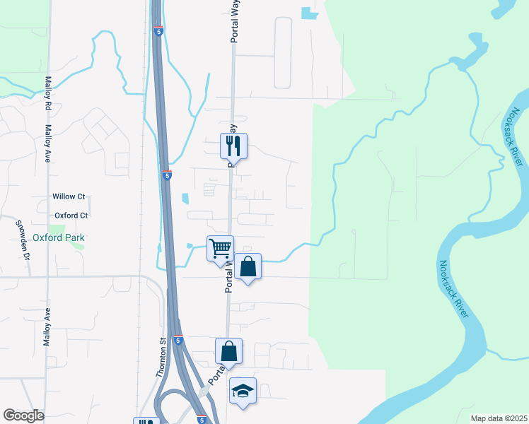 map of restaurants, bars, coffee shops, grocery stores, and more near 1821 Eastgate Loop in Ferndale