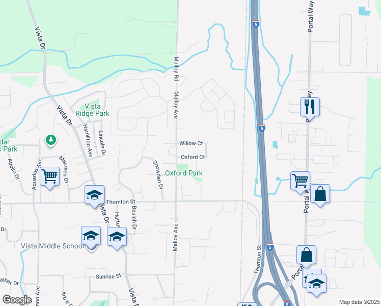 map of restaurants, bars, coffee shops, grocery stores, and more near 2091 Oxford Court in Ferndale