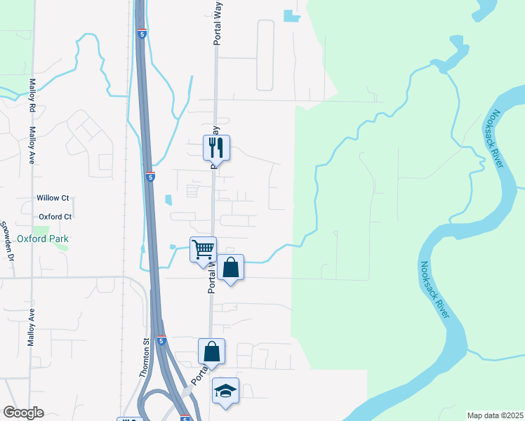 map of restaurants, bars, coffee shops, grocery stores, and more near 1855 Billie Court in Ferndale