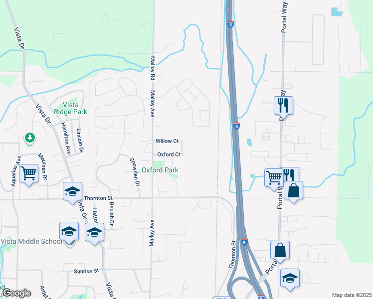map of restaurants, bars, coffee shops, grocery stores, and more near 1999 Calico Loop in Ferndale
