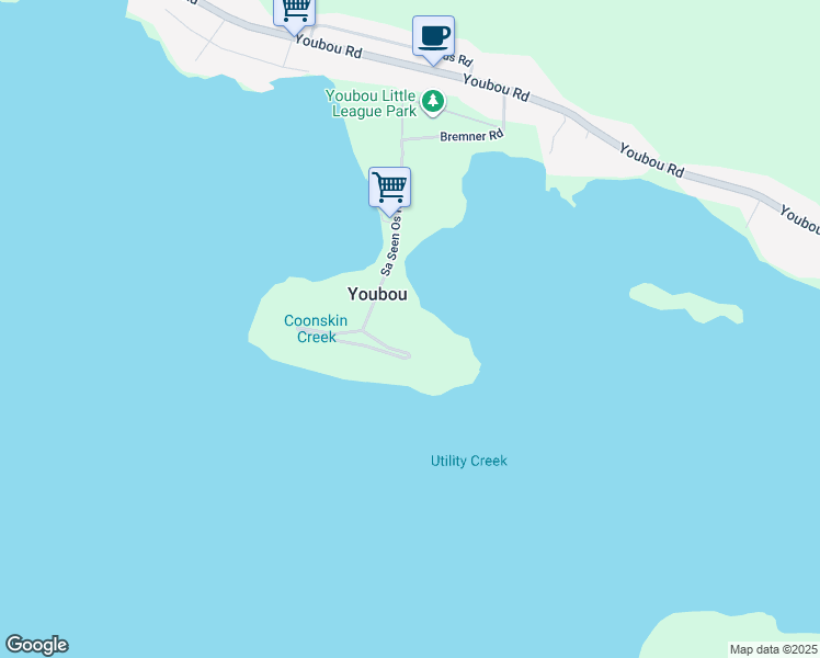 map of restaurants, bars, coffee shops, grocery stores, and more near 8256 Sa Seen Os Crescent in Youbou