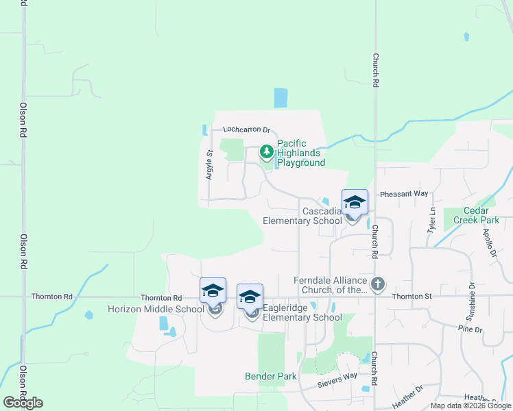 map of restaurants, bars, coffee shops, grocery stores, and more near 2619 Pacific Highlands Avenue in Ferndale
