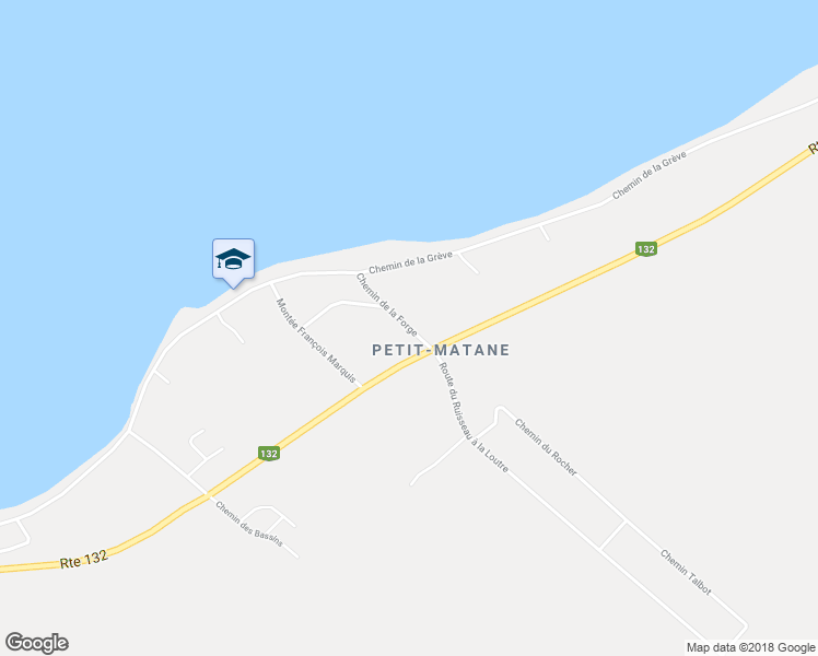 map of restaurants, bars, coffee shops, grocery stores, and more near 50 Chemin de la Forge in Matane