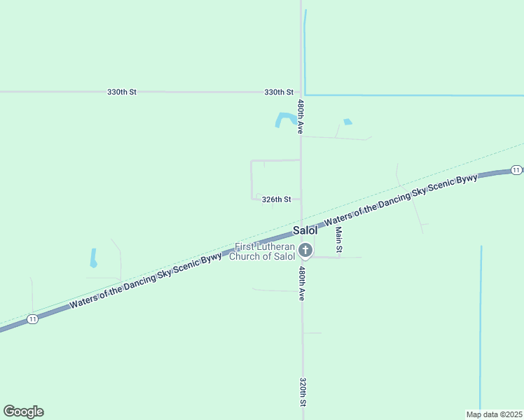 map of restaurants, bars, coffee shops, grocery stores, and more near 47872 326th Street in Salol