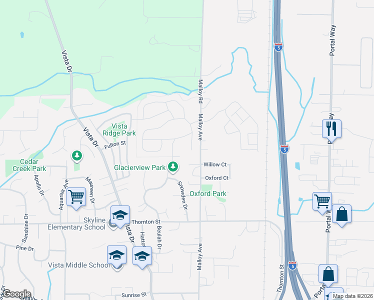 map of restaurants, bars, coffee shops, grocery stores, and more near 6211 Fernridge Court in Ferndale