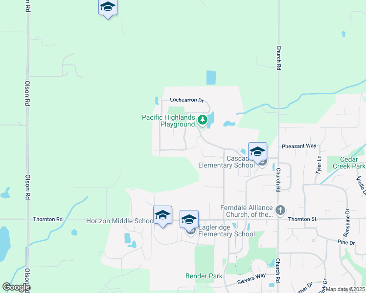 map of restaurants, bars, coffee shops, grocery stores, and more near 2650 Lochearron Drive in Ferndale