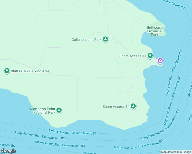 map of restaurants, bars, coffee shops, grocery stores, and more near 556 Bluff Road in Mayne Island