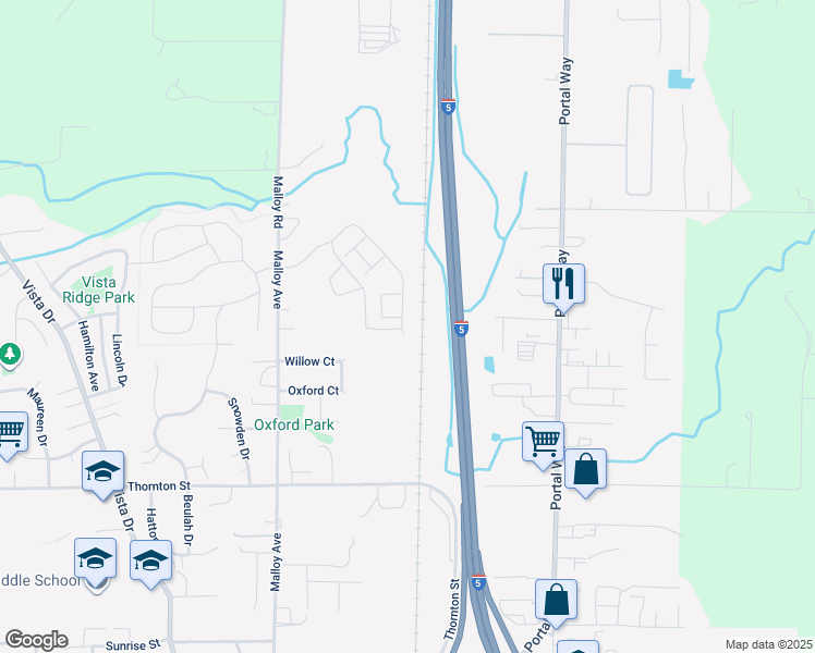 map of restaurants, bars, coffee shops, grocery stores, and more near 2019 Calico Loop in Ferndale