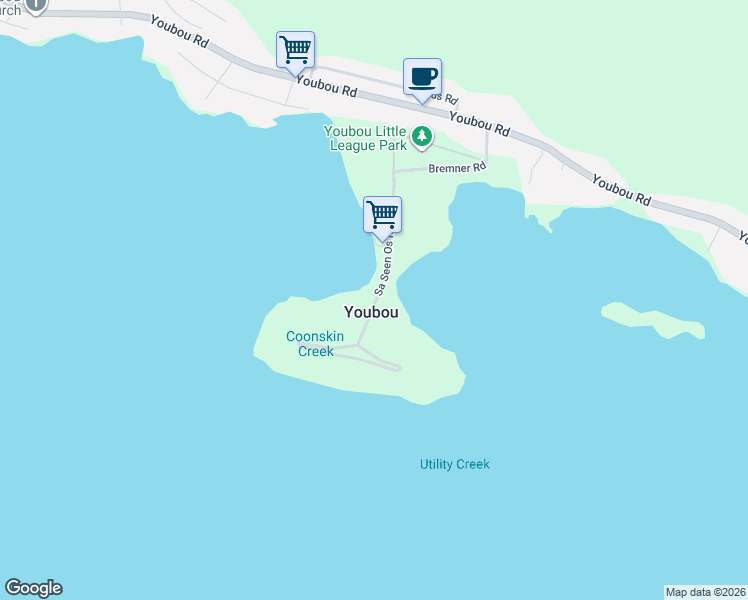 map of restaurants, bars, coffee shops, grocery stores, and more near 8290 Sa Seen Os Road in Youbou