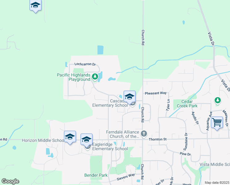 map of restaurants, bars, coffee shops, grocery stores, and more near 2568 Pacific Highlands Avenue in Ferndale