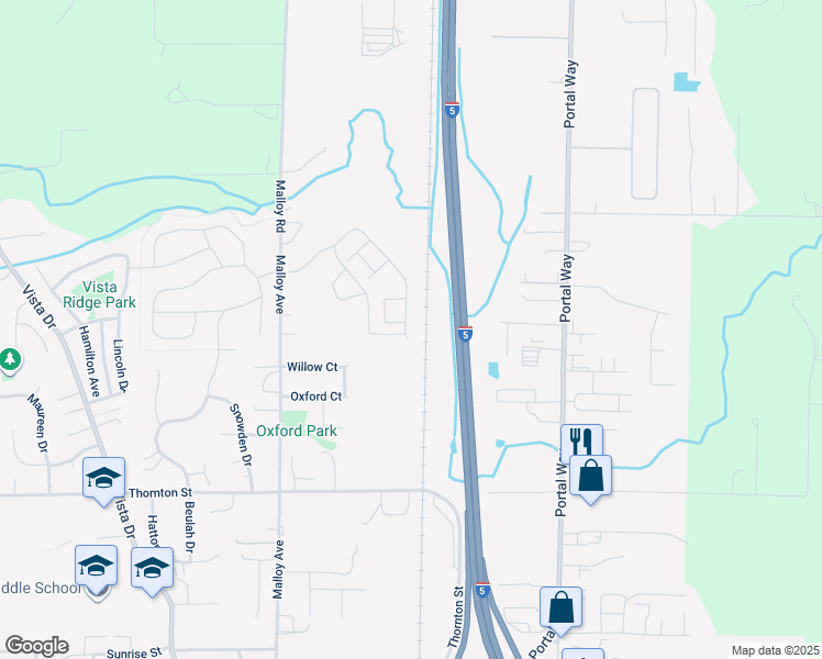 map of restaurants, bars, coffee shops, grocery stores, and more near 2019 Calico Loop in Ferndale