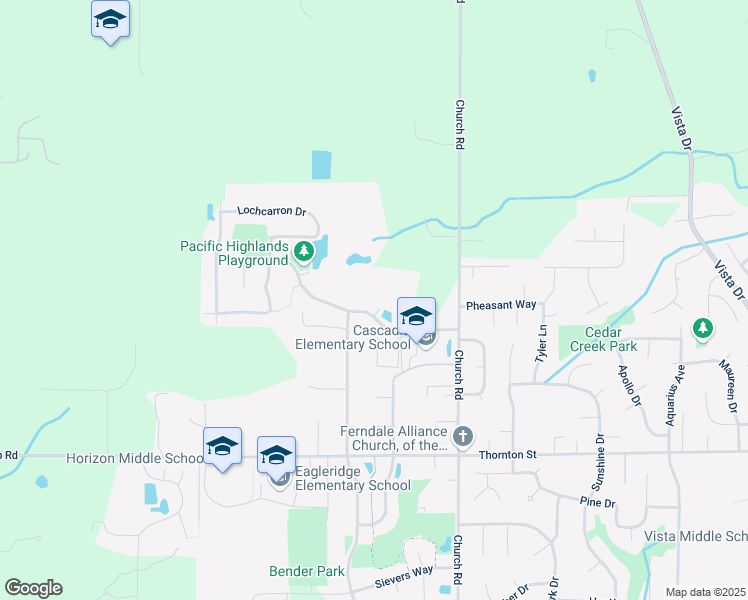 map of restaurants, bars, coffee shops, grocery stores, and more near 2568 Pacific Highlands Avenue in Ferndale