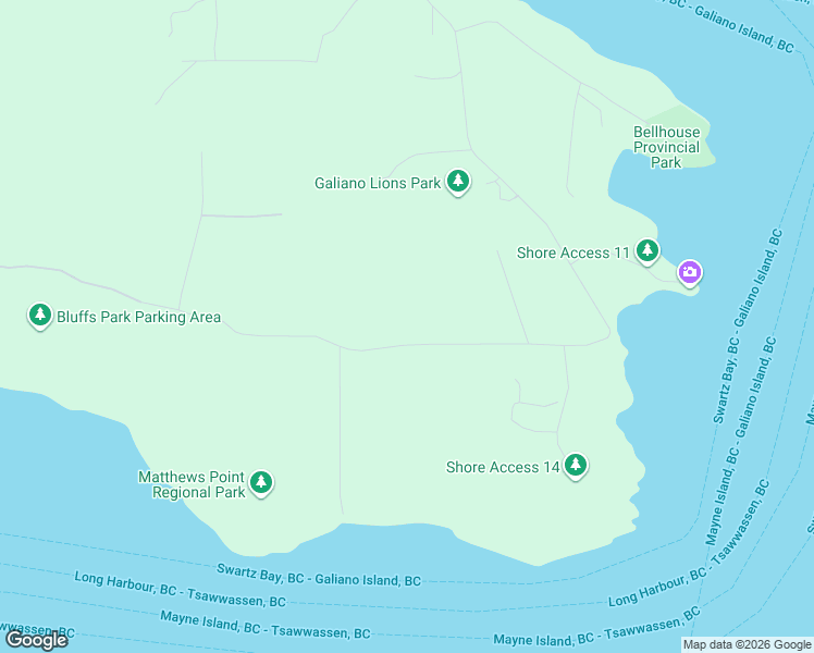 map of restaurants, bars, coffee shops, grocery stores, and more near 556 Bluff Road in Mayne Island
