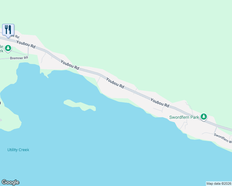 map of restaurants, bars, coffee shops, grocery stores, and more near 10164 Youbou Road in Youbou